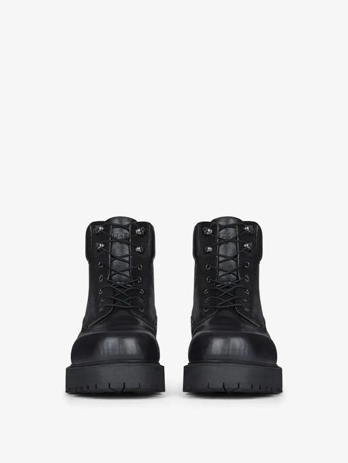 Givenchy Show Ankle Workboots In Shiny Leather Black Men Boots and Loafers Givenchy Show Ankle Workboots In Shiny Leather Black Men Boots and Loafers