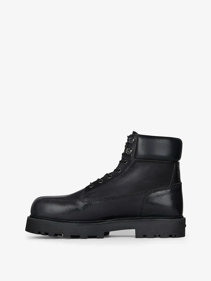 Givenchy Show Ankle Workboots In Shiny Leather Black Men Boots and Loafers Givenchy Show Ankle Workboots In Shiny Leather Black Men Boots and Loafers
