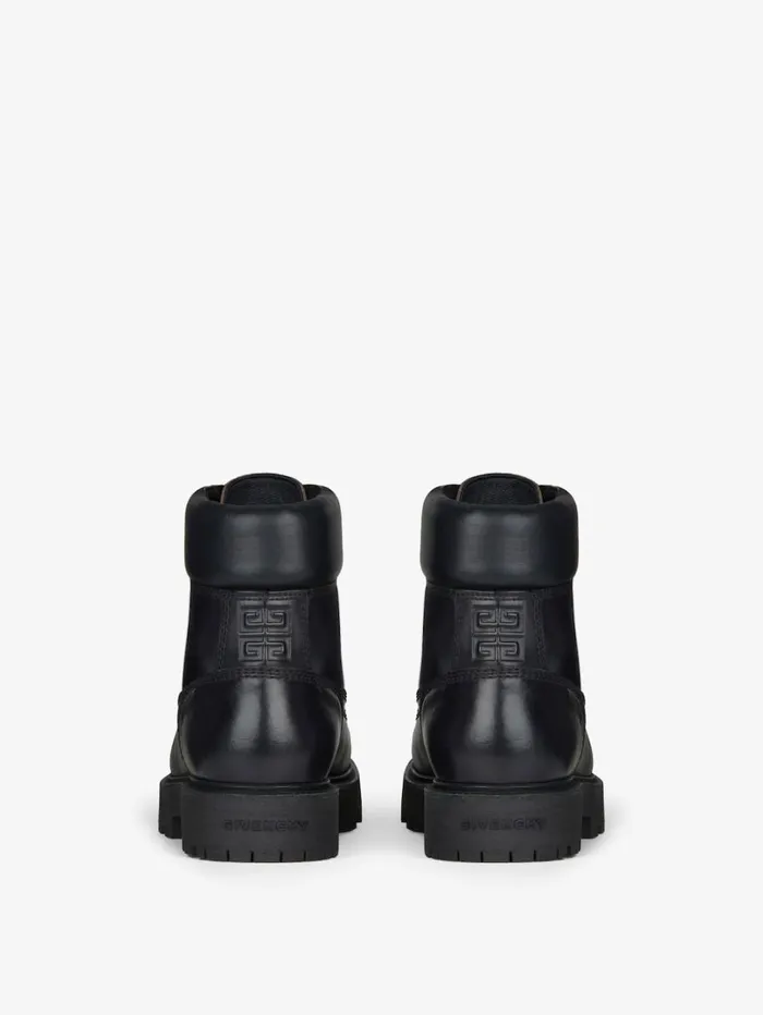 Givenchy Show Ankle Workboots In Shiny Leather Black Men Boots and Loafers Givenchy Show Ankle Workboots In Shiny Leather Black Men Boots and Loafers