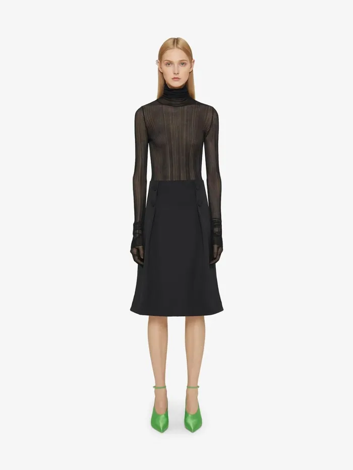 Givenchy Skirt With Buttons In Tricotine Wool Black Women Skirts