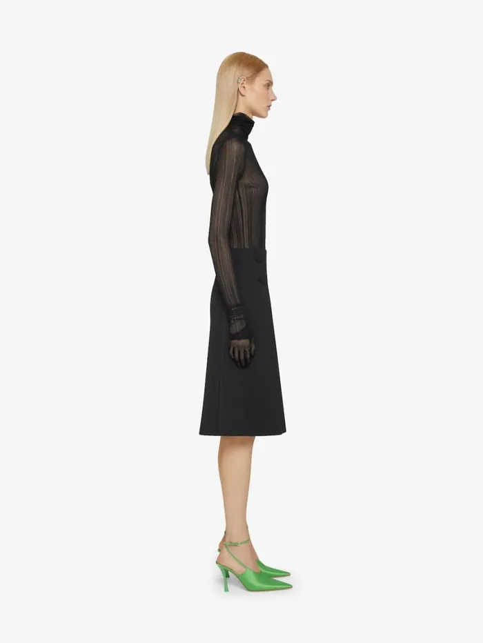 Givenchy Skirt With Buttons In Tricotine Wool Black Women Skirts
