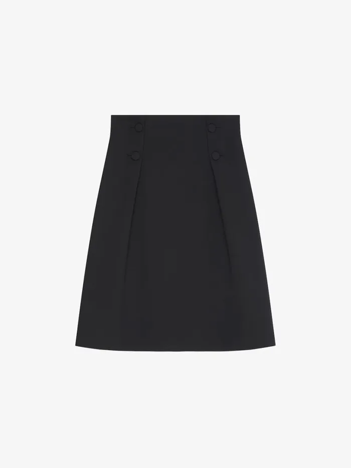 Givenchy Skirt With Buttons In Tricotine Wool Black Women Skirts