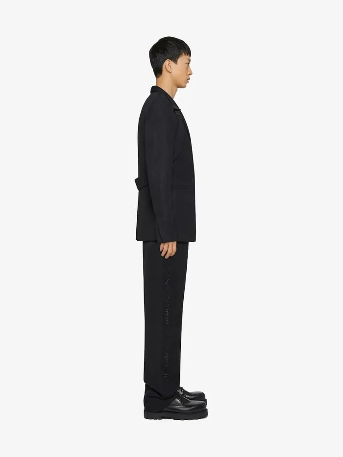 Givenchy Slim Fit Jacket In Wool And Lurex With ULock Harness Black Men Coats and Jackets