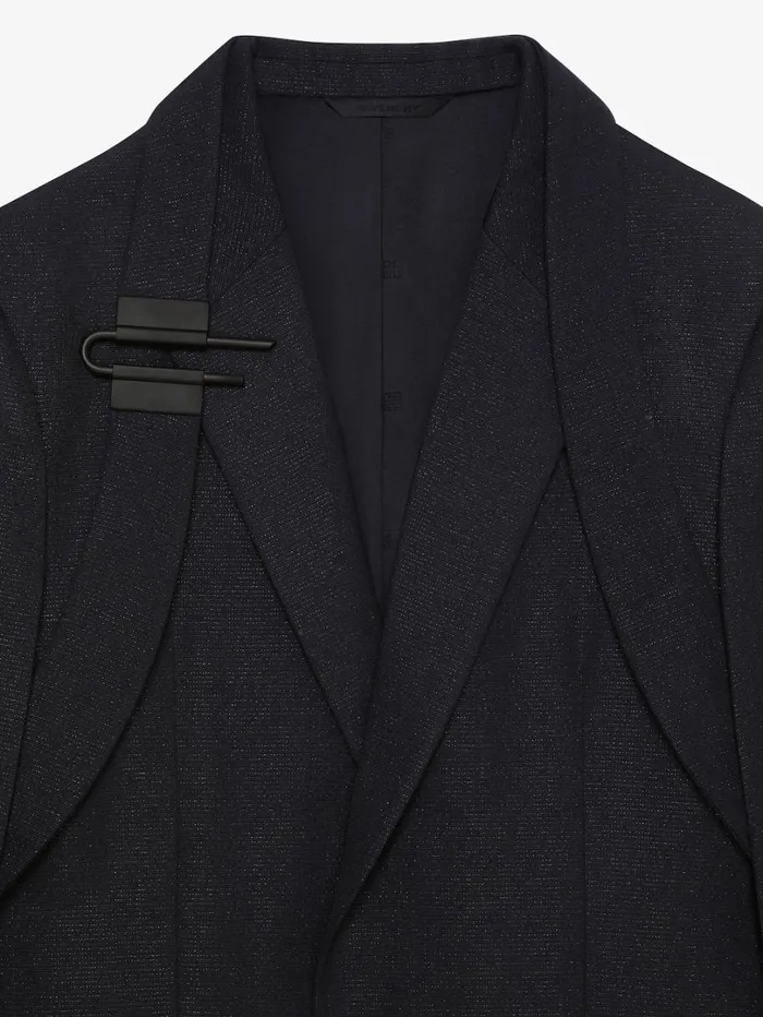 Givenchy Slim Fit Jacket In Wool And Lurex With ULock Harness Black Men Coats and Jackets