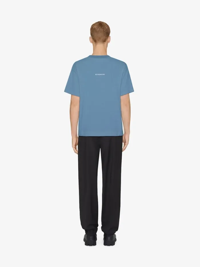 Givenchy Slim Fit Tshirt In Cotton With 4G Detail Bluewhite Men TShirts