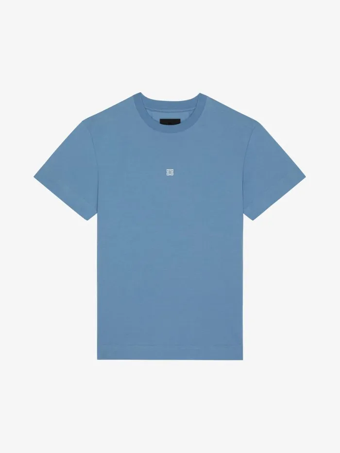 Givenchy Slim Fit Tshirt In Cotton With 4G Detail Bluewhite Men TShirts
