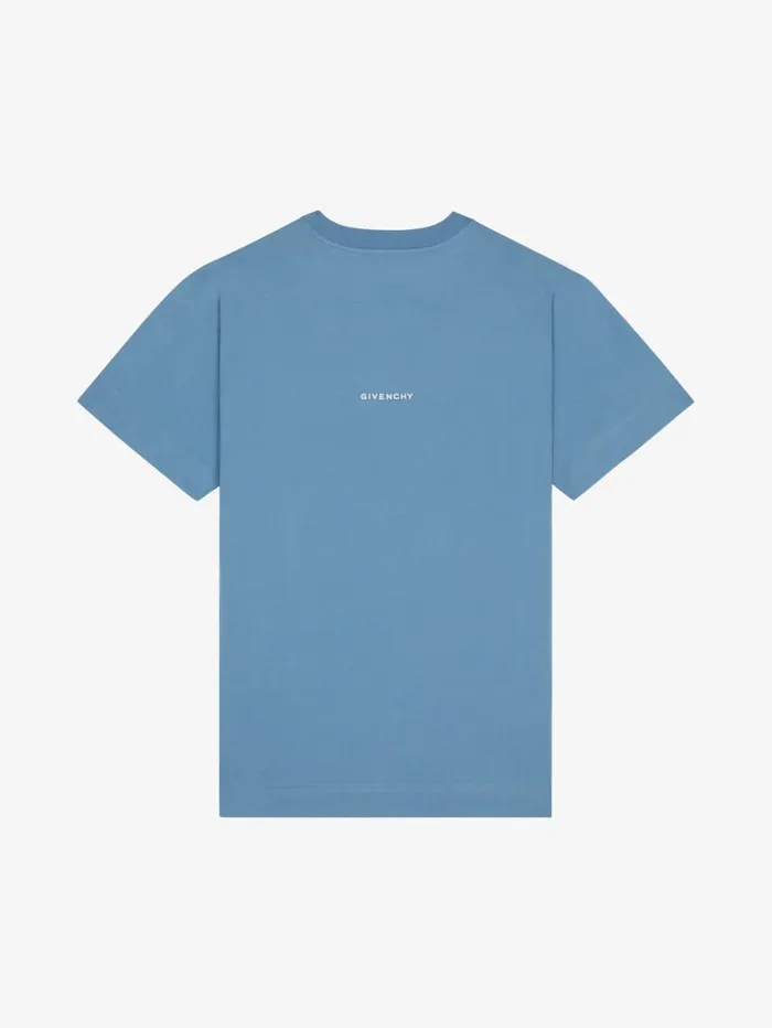 Givenchy Slim Fit Tshirt In Cotton With 4G Detail Bluewhite Men TShirts