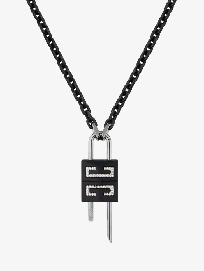Givenchy Small Lock Necklace In Metal With Crystals Blacksilvery Men Jewelry Givenchy Small Lock Necklace In Metal With Crystals Blacksilvery Men Jewelry