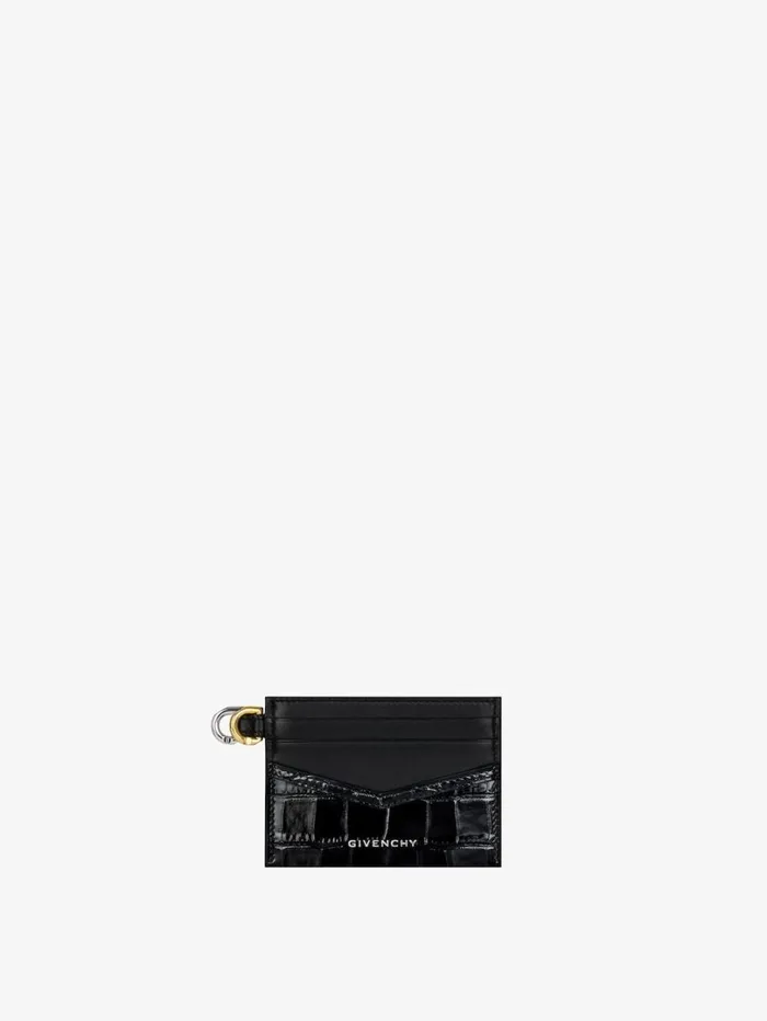 Givenchy Voyou Card Holder In Crocodile Effect Leather Black Women Wallets and Card Holders Givenchy Voyou Card Holder In Crocodile Effect Leather Black Women Wallets and Card Holders