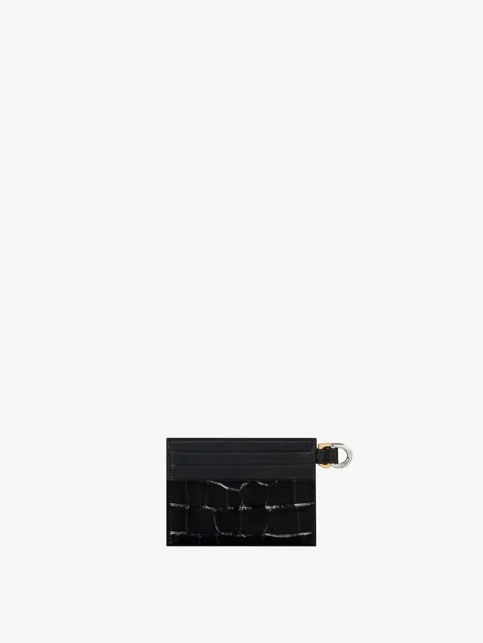 Givenchy Voyou Card Holder In Crocodile Effect Leather Black Women Wallets and Card Holders Givenchy Voyou Card Holder In Crocodile Effect Leather Black Women Wallets and Card Holders