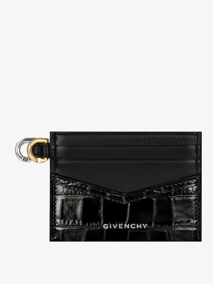 Givenchy Voyou Card Holder In Crocodile Effect Leather Black Women Wallets and Card Holders Givenchy Voyou Card Holder In Crocodile Effect Leather Black Women Wallets and Card Holders
