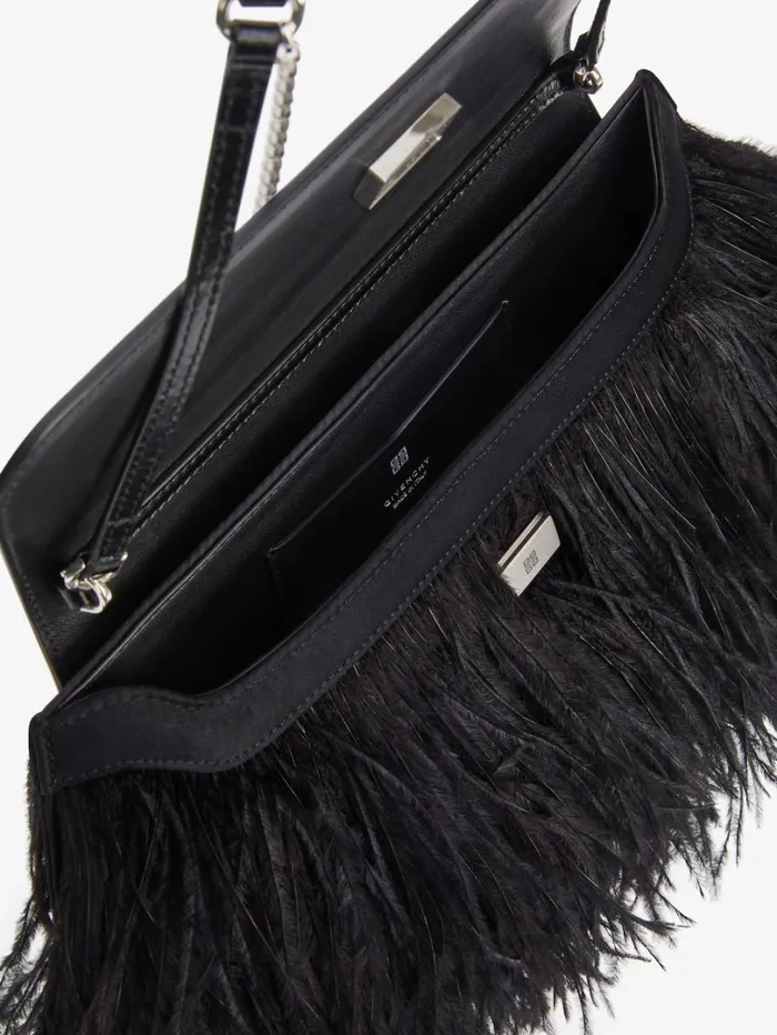 Givenchy Voyou Clutch Bag In Leather And Feathers Black Women Shoulder Bags Givenchy Voyou Clutch Bag In Leather And Feathers Black Women Shoulder Bags