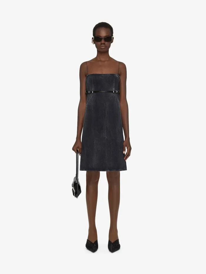 Givenchy Voyou Straps Dress In Denim Black Women Dresses