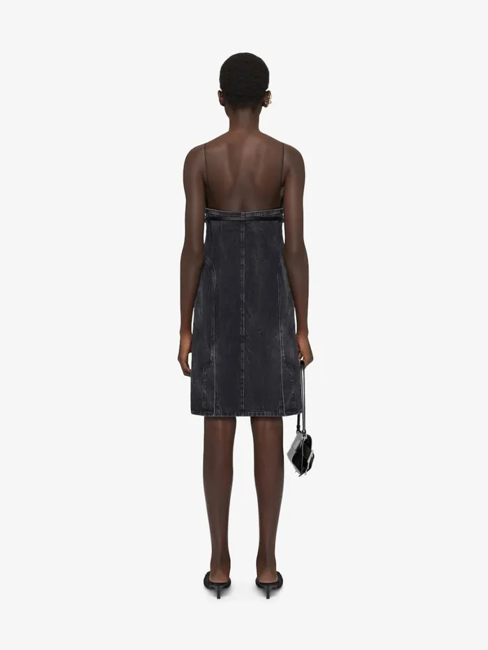 Givenchy Voyou Straps Dress In Denim Black Women Dresses