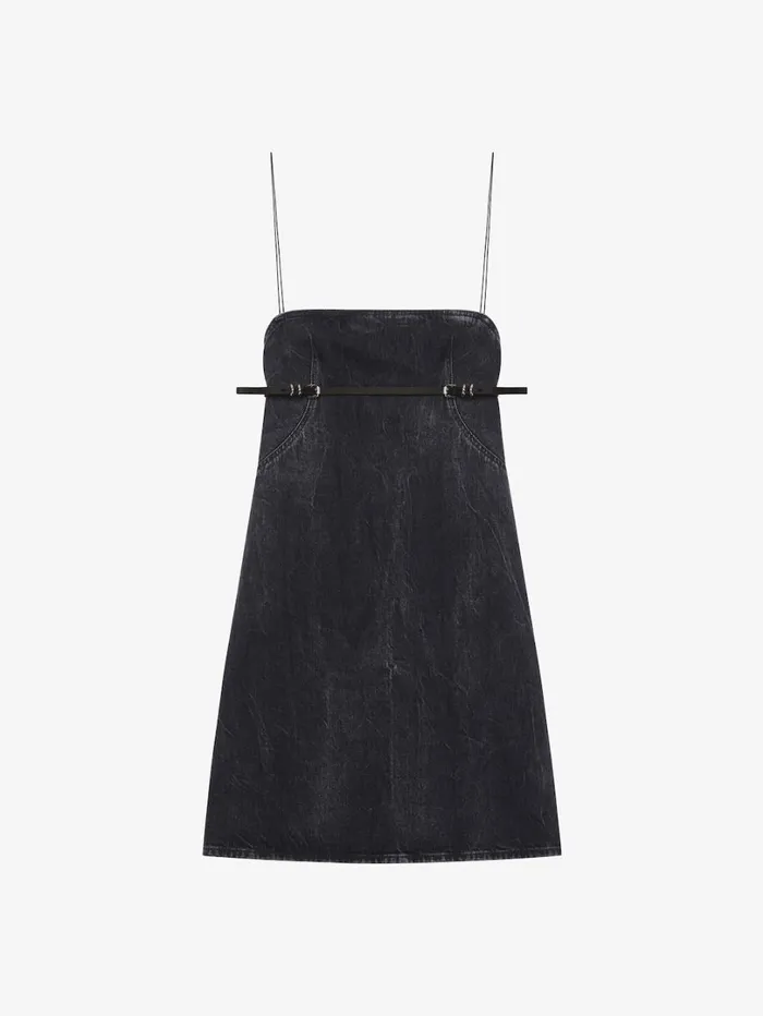 Givenchy Voyou Straps Dress In Denim Black Women Dresses