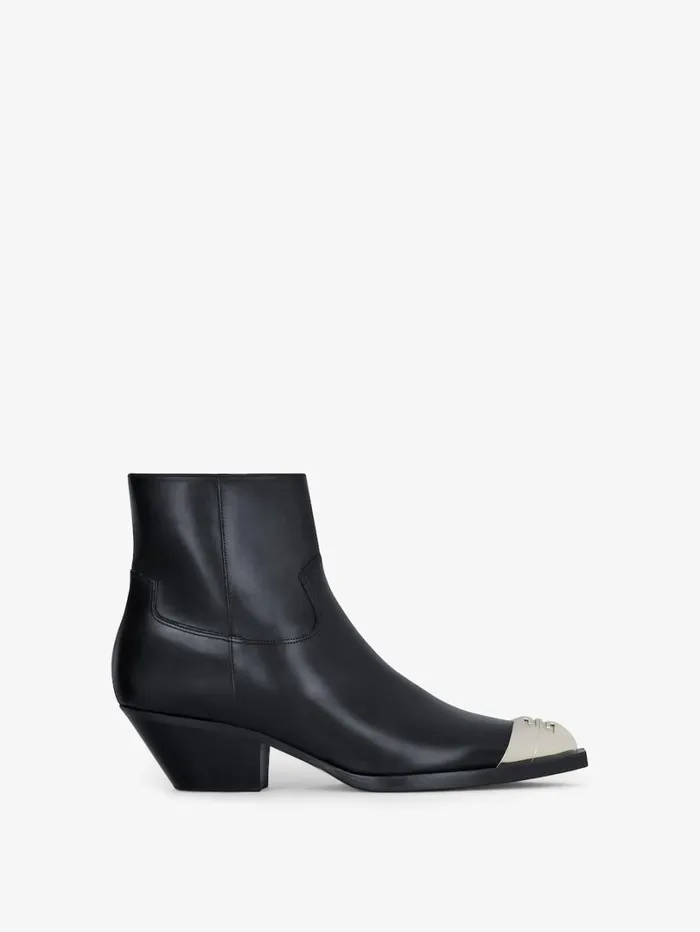 Givenchy Western Ankle Boots In Leather Black Women Boots and Booties