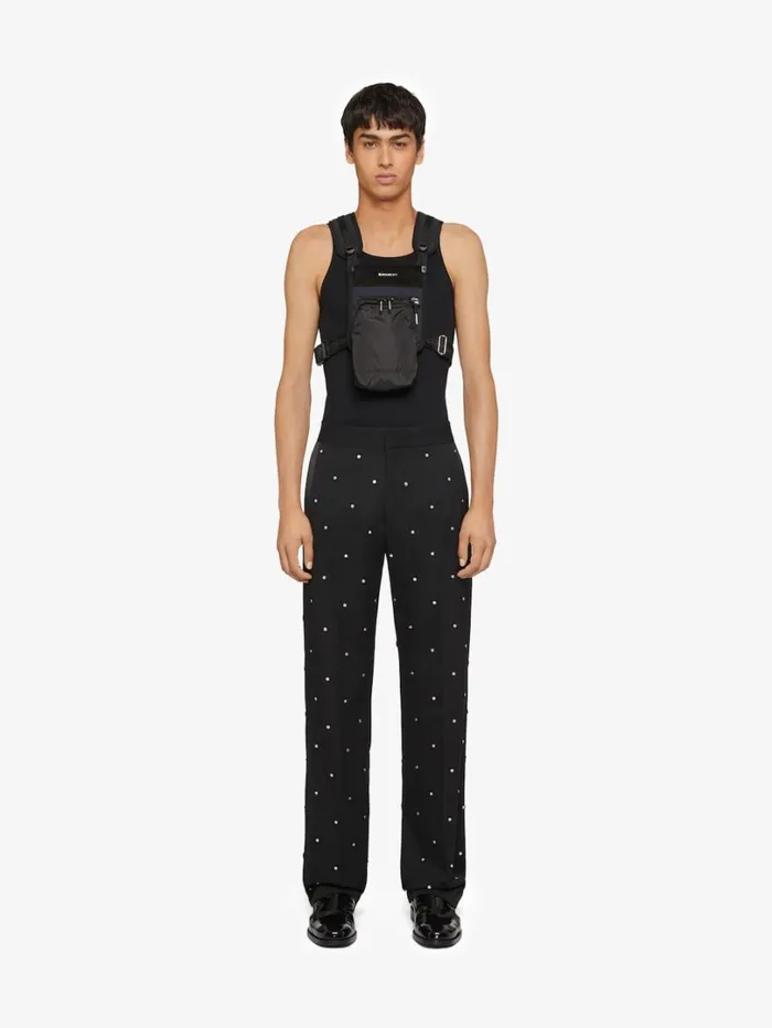 Givenchy Wide Pants In Wool With Piping And Studs Black Men Pants and Shorts