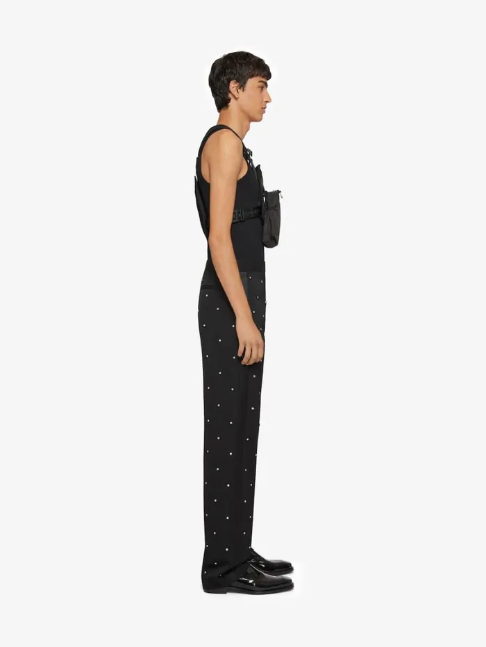 Givenchy Wide Pants In Wool With Piping And Studs Black Men Pants and Shorts