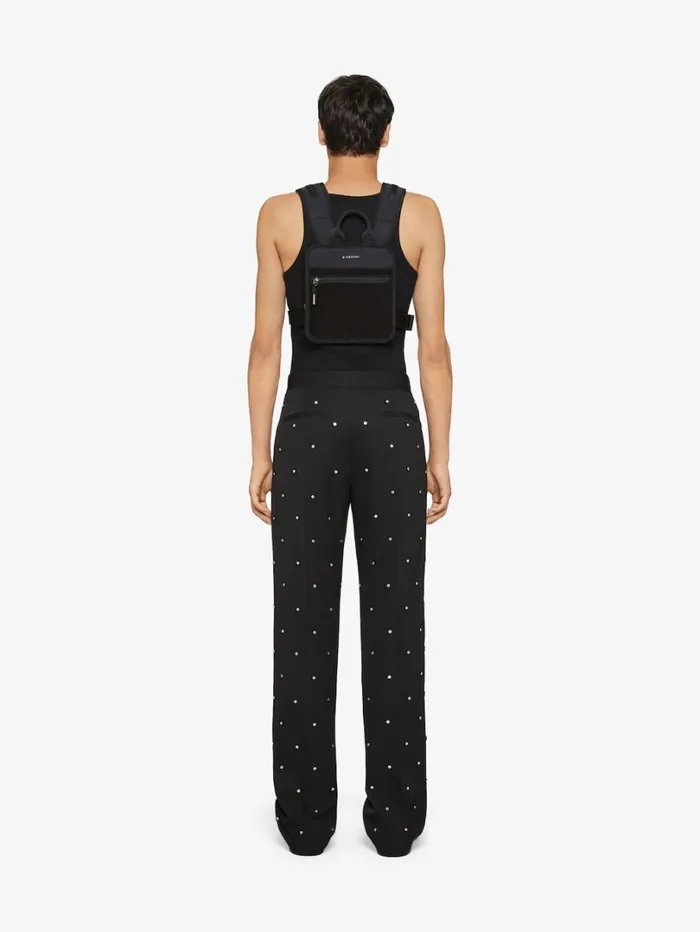 Givenchy Wide Pants In Wool With Piping And Studs Black Men Pants and Shorts