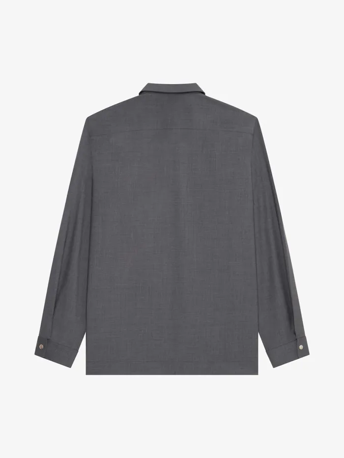 Givenchy Zipped Shirt In Wool Medium Grey Men Shirts Givenchy Zipped Shirt In Wool Medium Grey Men Shirts