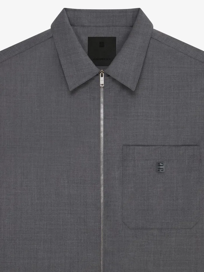 Givenchy Zipped Shirt In Wool Medium Grey Men Shirts Givenchy Zipped Shirt In Wool Medium Grey Men Shirts
