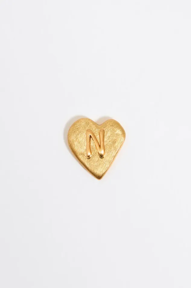 Gold Heart Letter N Earrings Gold Women Bimba Y Lola Alphabet Gold Heart Letter N Earrings Gold Women Bimba Y Lola Alphabet