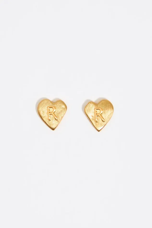 Gold Heart Letter R Earrings Gold Women Bimba Y Lola Alphabet