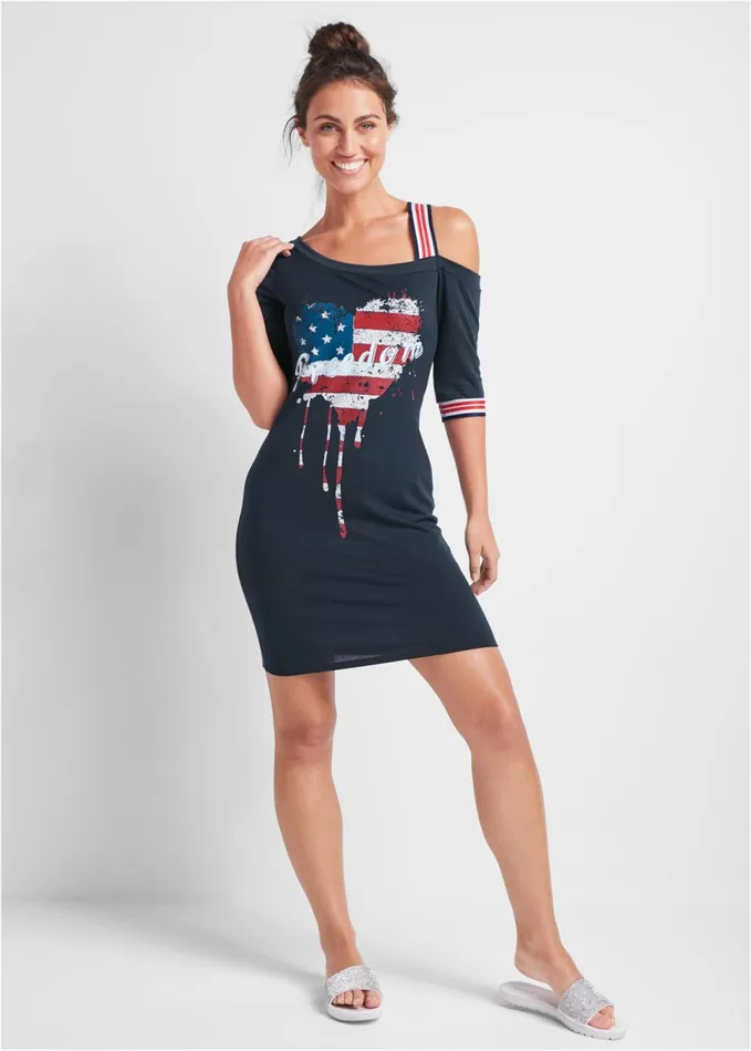GRAPHIC LOUNGE DRESS Blue Multi Women VENUS Short Dresses