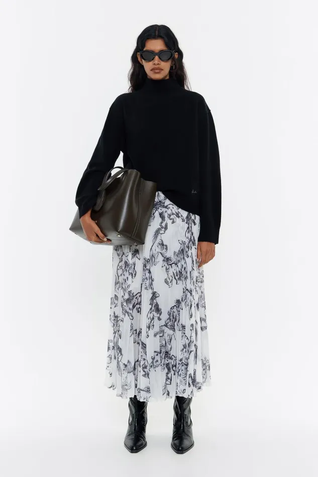 Grey Greyhound Pleated Midi Skirt Galgo Big Grey Women Bimba Y Lola Total Look Grey Greyhound Pleated Midi Skirt Galgo Big Grey Women Bimba Y Lola Total Look