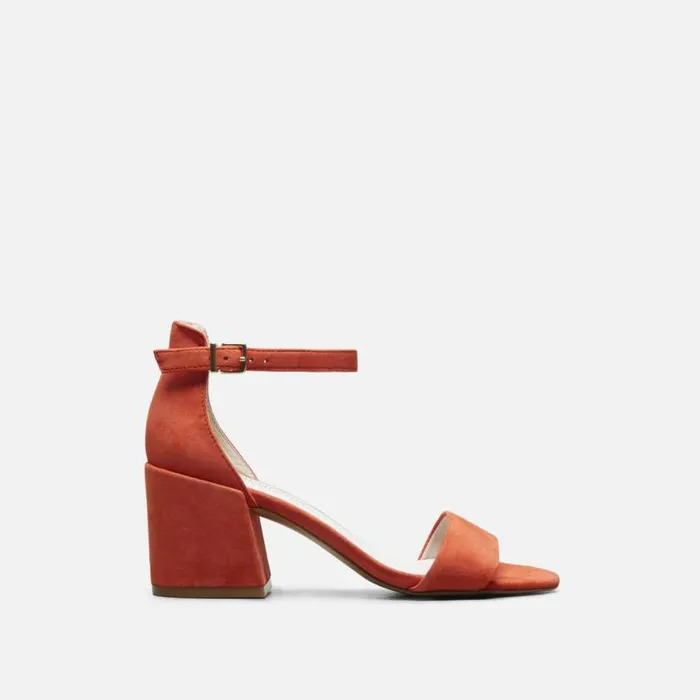 Hannon Block Heel Suede Sandal Persimmon Women Kenneth Cole Heels