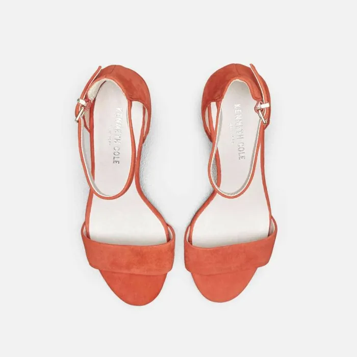 Hannon Block Heel Suede Sandal Persimmon Women Kenneth Cole Heels