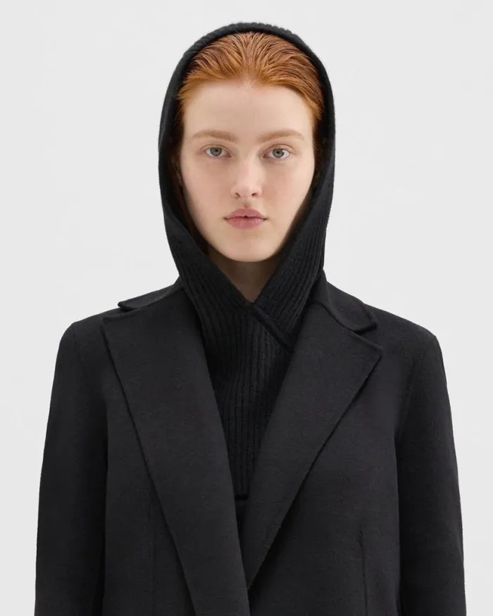 Hats Gloves Scarves Women Theory Hooded Snood In Felted WoolCashmere Black