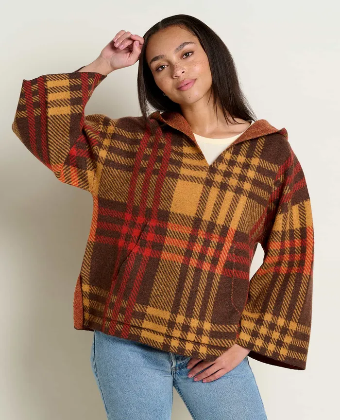 Heartfelt Poncho Dark Roast Plaid Sweaters ToadandCo Women8217s