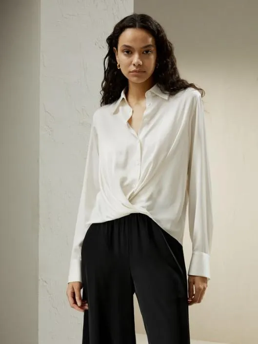 Hem Pleated Silk Blouse Women Blouses Lilysilk Shirts