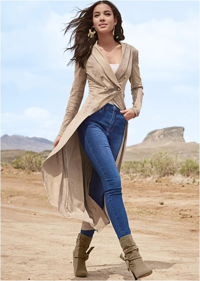 Highlow Fauxsuede Blazer Brown Multi Women VENUS Jackets