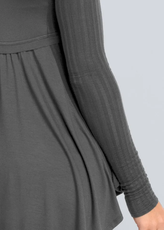 Highlow Ribbed Casual Top Dark Grey Women VENUS Casual Tops