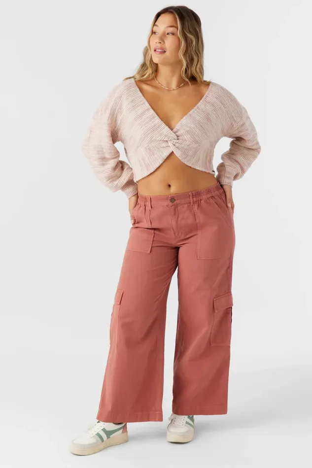 HILLSIDE STRIPE TWIST FRONT TWOWAY SWEATER Rose Dust Women O039NEILL Clothing
