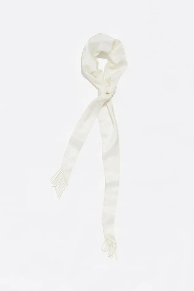Ivory Silk Fringed Bandana Ivory Women Bimba Y Lola Scarves