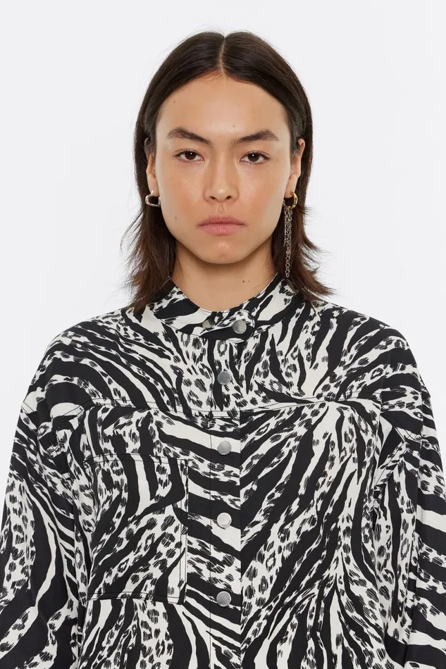 Ivory Zebra Boxy Shirt Zebra Ivory Women Bimba Y Lola Shirts Ivory Zebra Boxy Shirt Zebra Ivory Women Bimba Y Lola Shirts