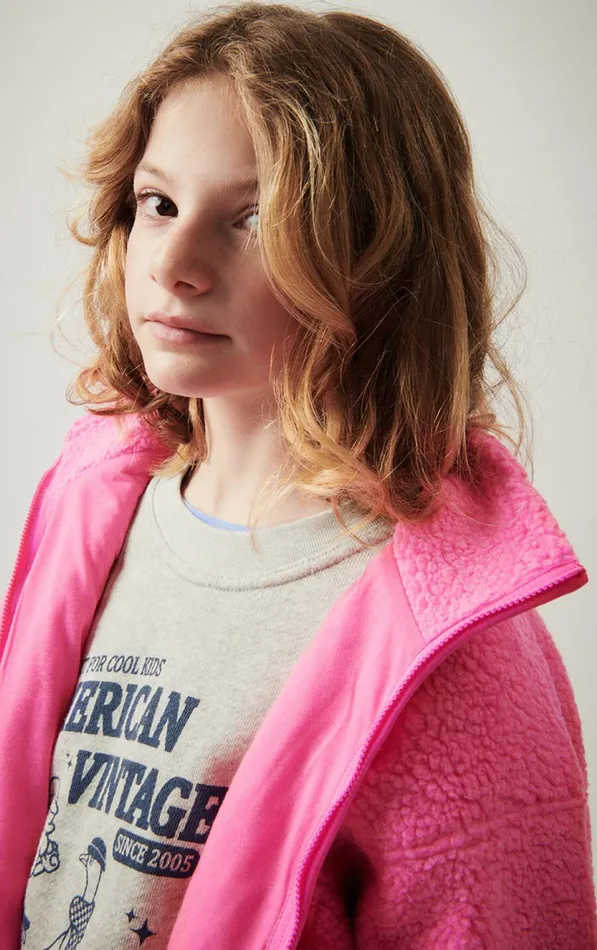 Jacket Hoktown Acid Pink Melange Kids American Vintage Jackets and Coats Jacket Hoktown Acid Pink Melange Kids American Vintage Jackets and Coats
