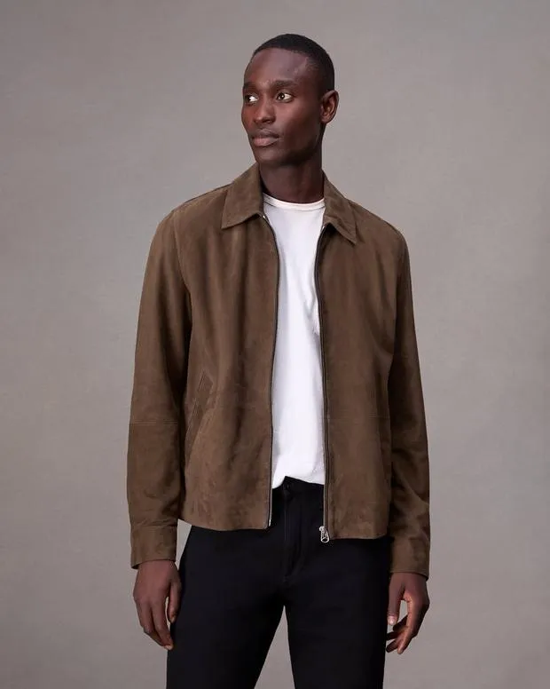 Jackets and Coats Men Rag and Bone Melrose Suede Jacket Dk Brown