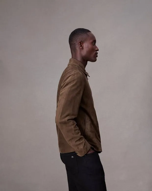 Jackets and Coats Men Rag and Bone Melrose Suede Jacket Dk Brown