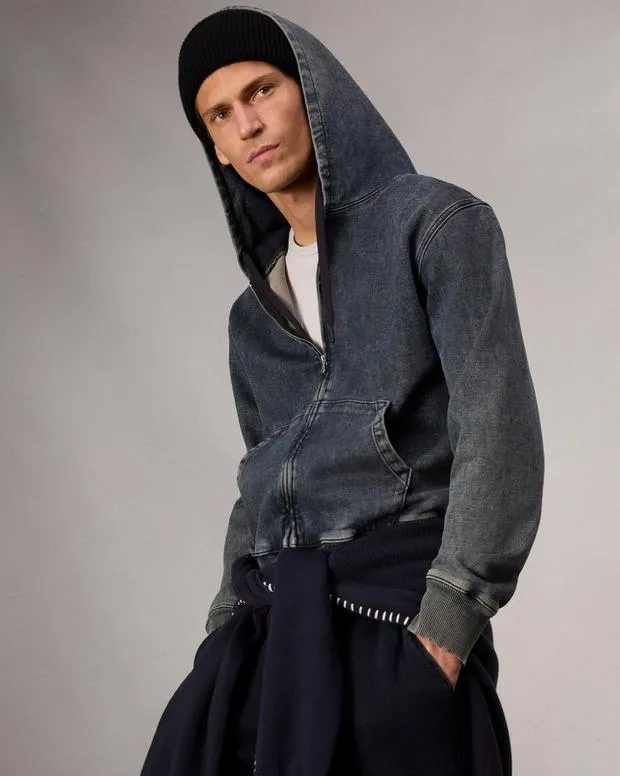 Jackets and Coats Men Rag and Bone Rbstride Denim Zip Hoodie Bradbury