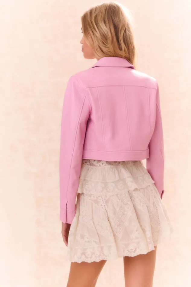 Jackets and Coats Women LoveShackFancy Crayton Leather Jacket Pirouette Pink