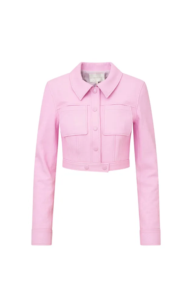 Jackets and Coats Women LoveShackFancy Crayton Leather Jacket Pirouette Pink