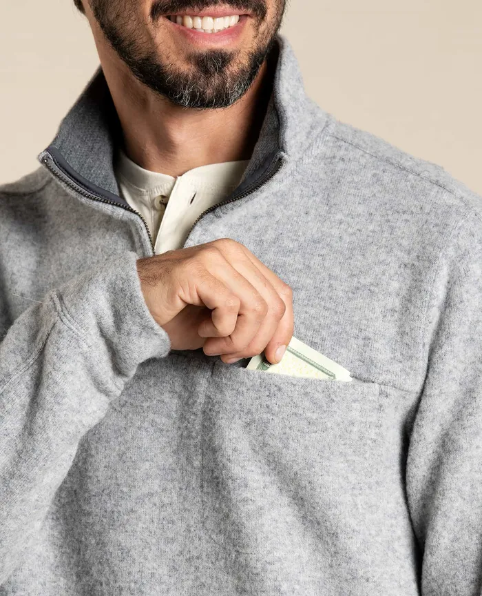 Jackets and Layers ToadandCo Men8217s Kennicott Quarter Zip Sweater Heather Grey