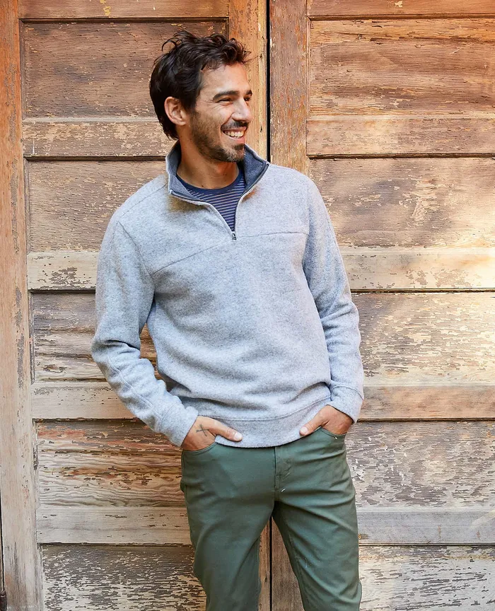 Jackets and Layers ToadandCo Men8217s Kennicott Quarter Zip Sweater Heather Grey