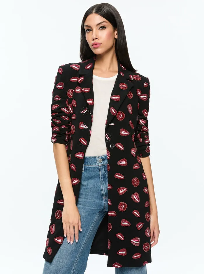 Jackets Coats Women Alice Olivia Tom Wesselmann Bret Long Blazer Lip Sync Black