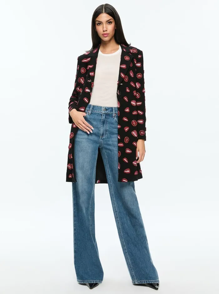Jackets Coats Women Alice Olivia Tom Wesselmann Bret Long Blazer Lip Sync Black