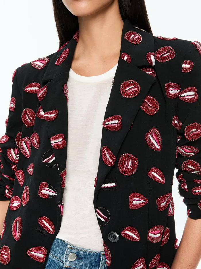 Jackets Coats Women Alice Olivia Tom Wesselmann Bret Long Blazer Lip Sync Black